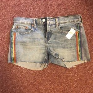 GAP Pride 3” Mid Rise Embroidered Denim Shorts